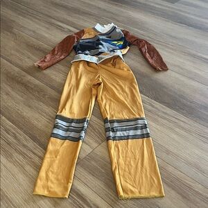 Kids gold power rangers Costume with Brown and Yellow